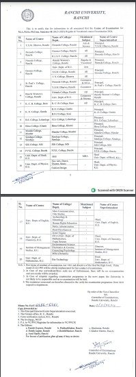 Notice: Examination Programme for M.A., M.Sc., M.Com. Semester-II CBCS (2023-25) Vocational Course Examination 2024